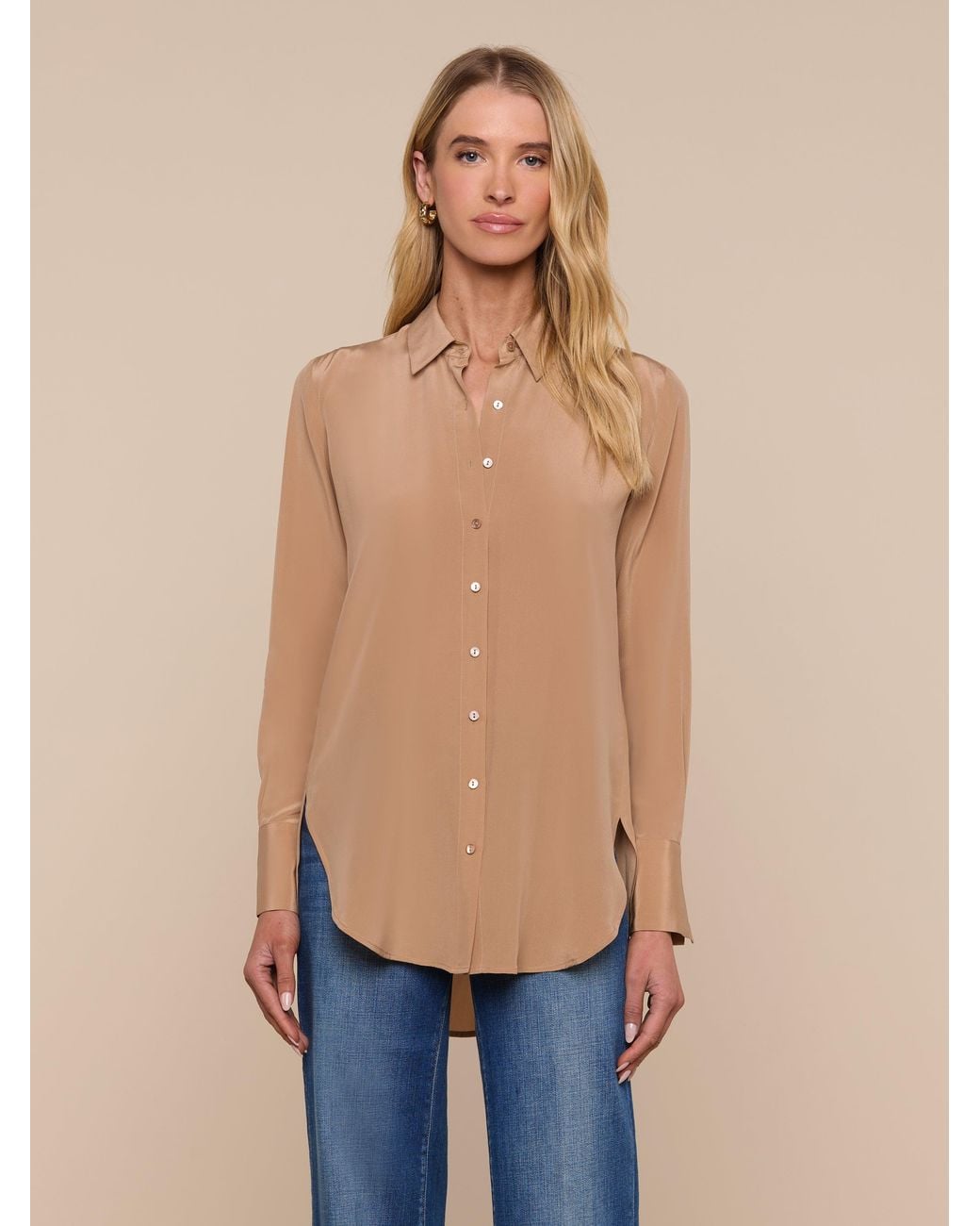 Chemisier En Soie Babette En Cappuccino Foncé L'Agence en coloris Blue