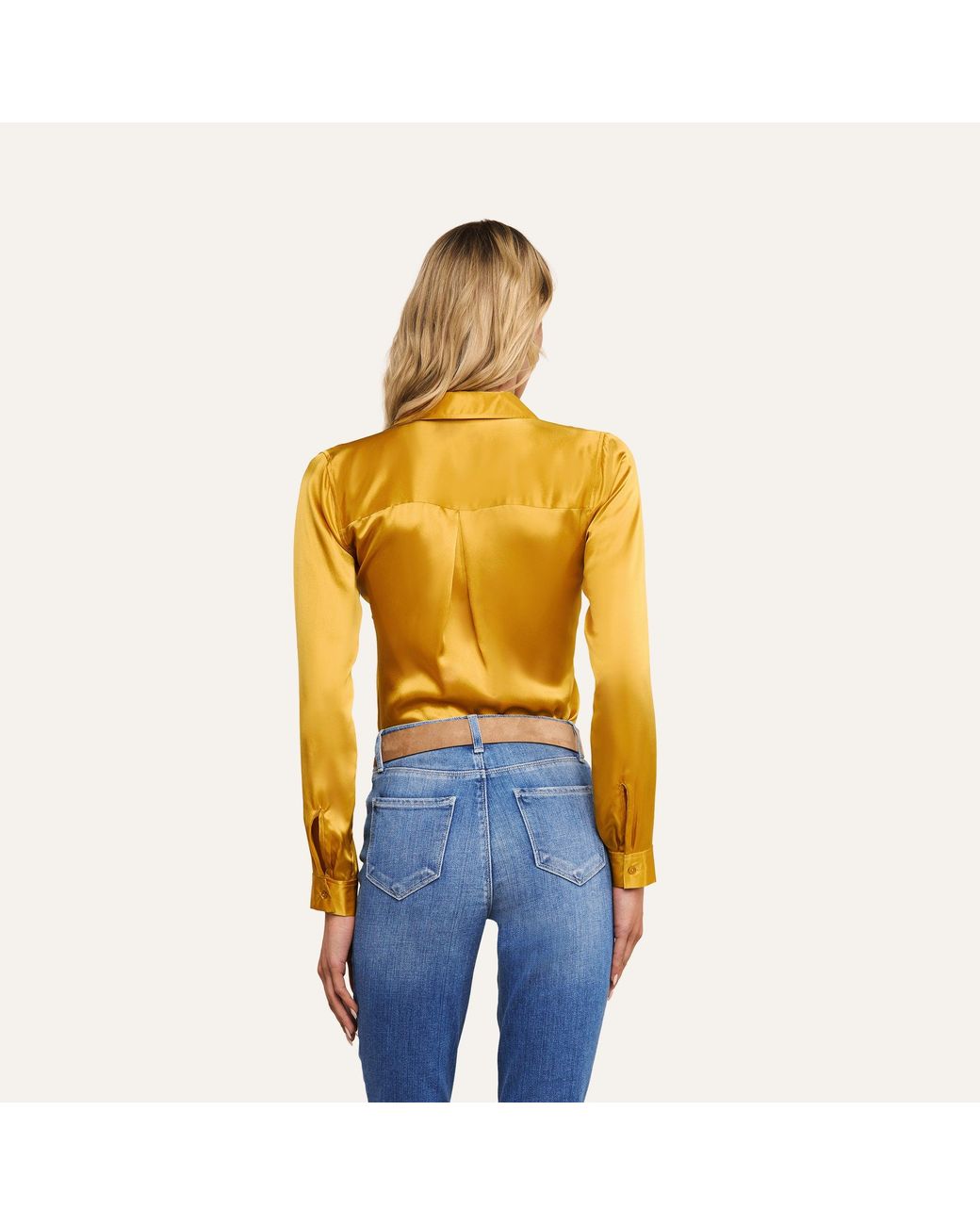L'Agence Yellow Tyler Silk Blouse Top