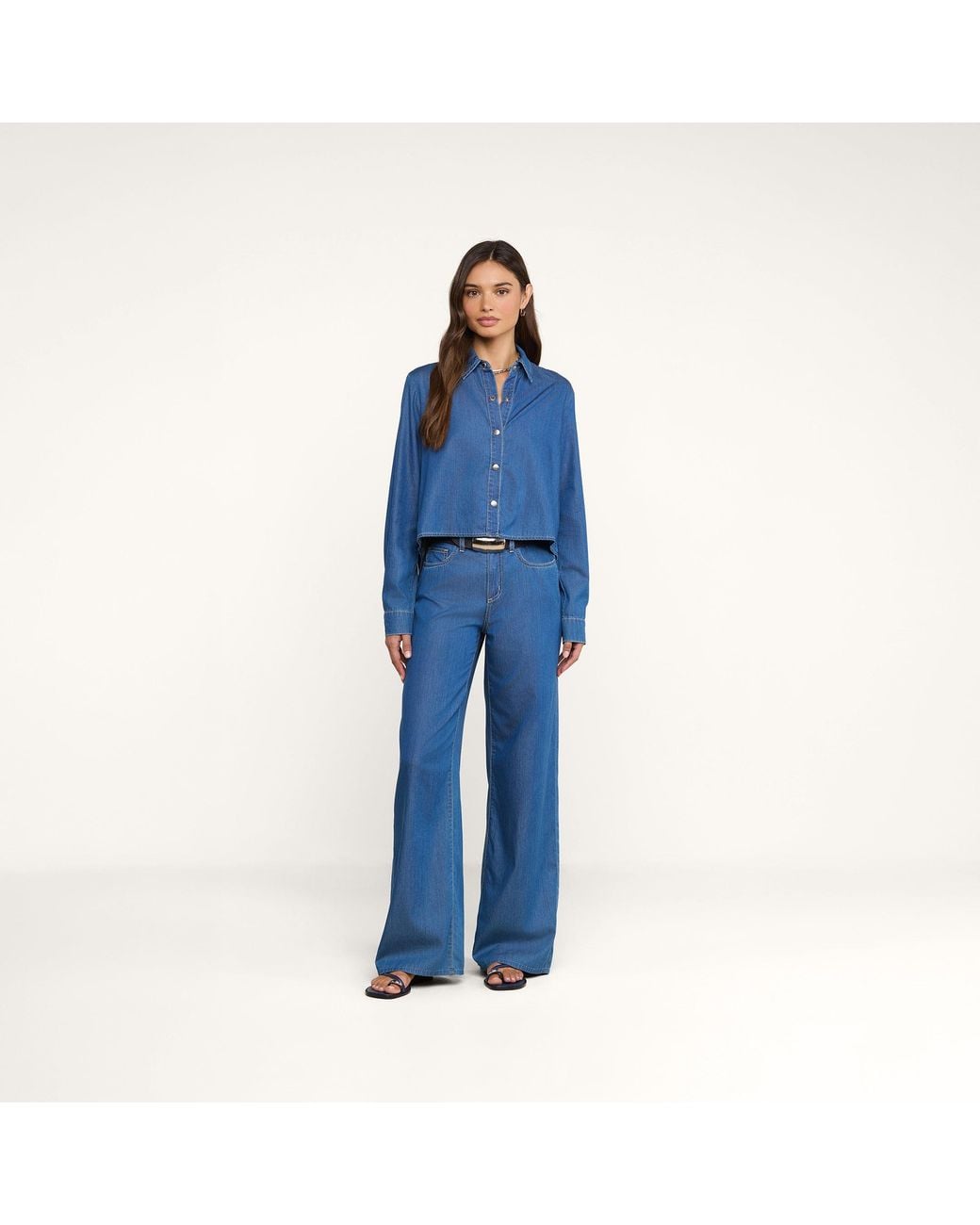 L'Agence Blue Annette Chambray Shirt