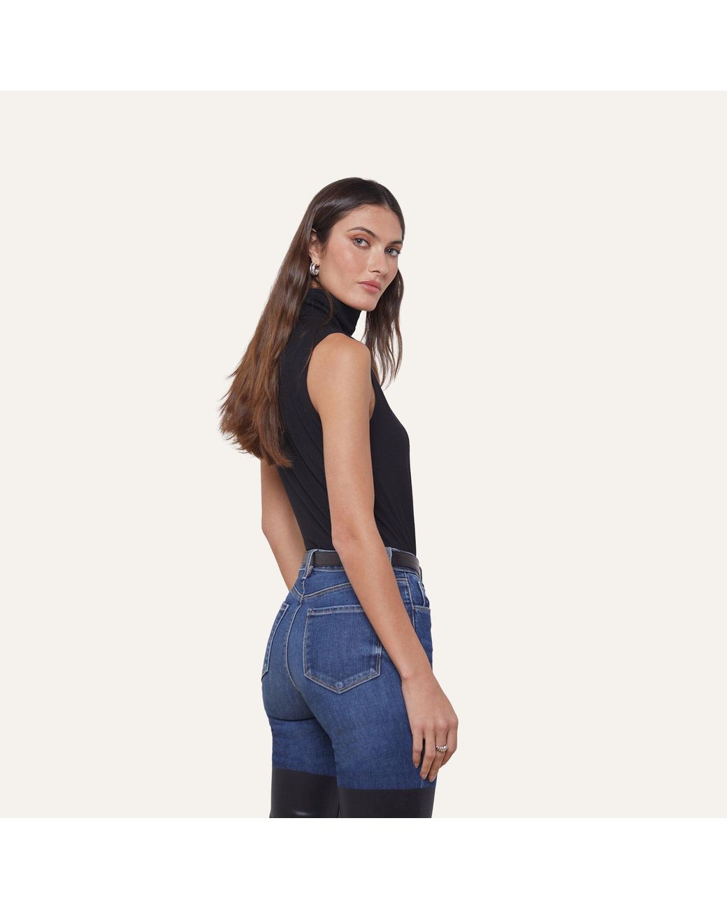L'Agence Blue Ceci Sleeveless Turtleneck