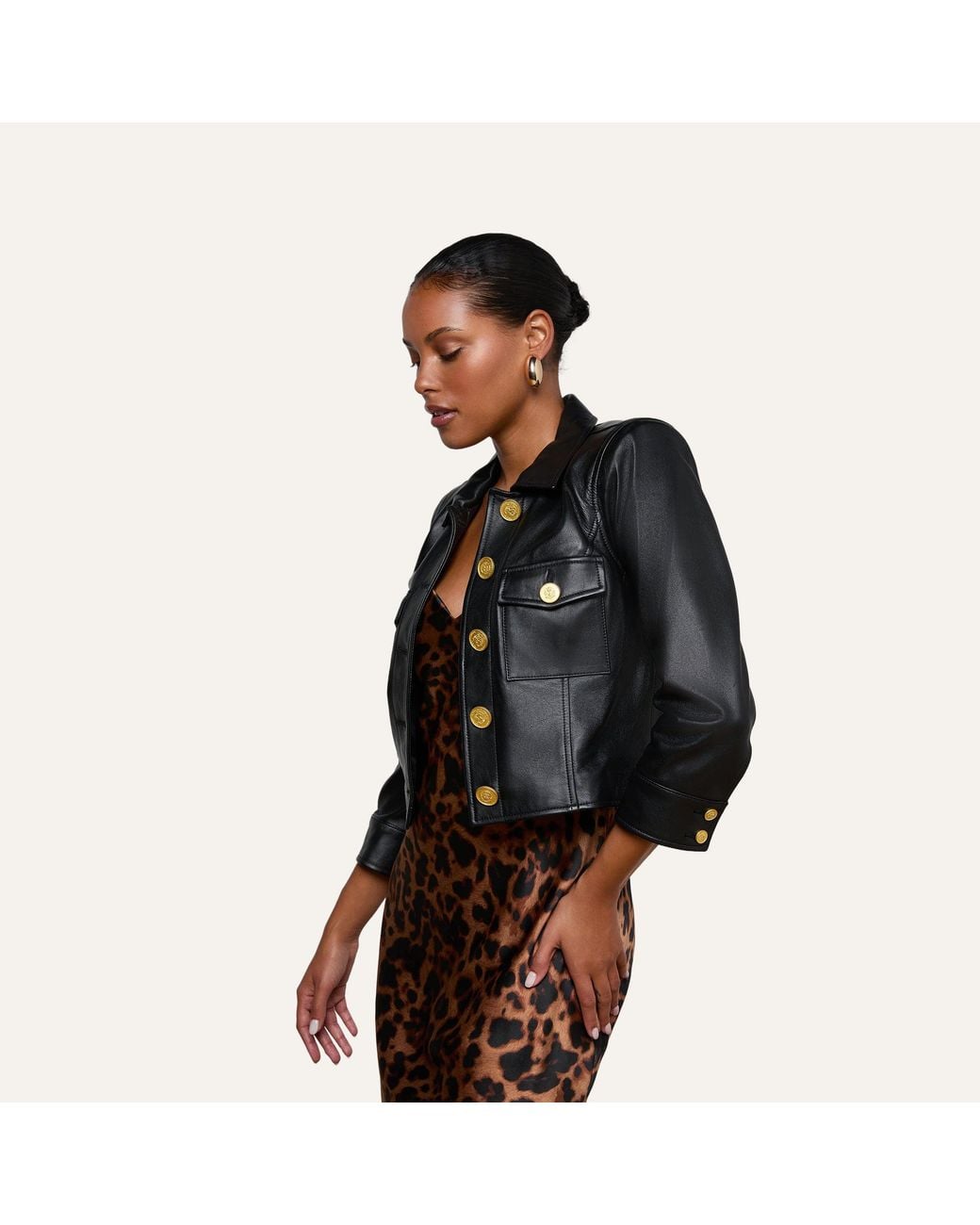 L'Agence Multicolor Kumi Cropped Leather Jacket