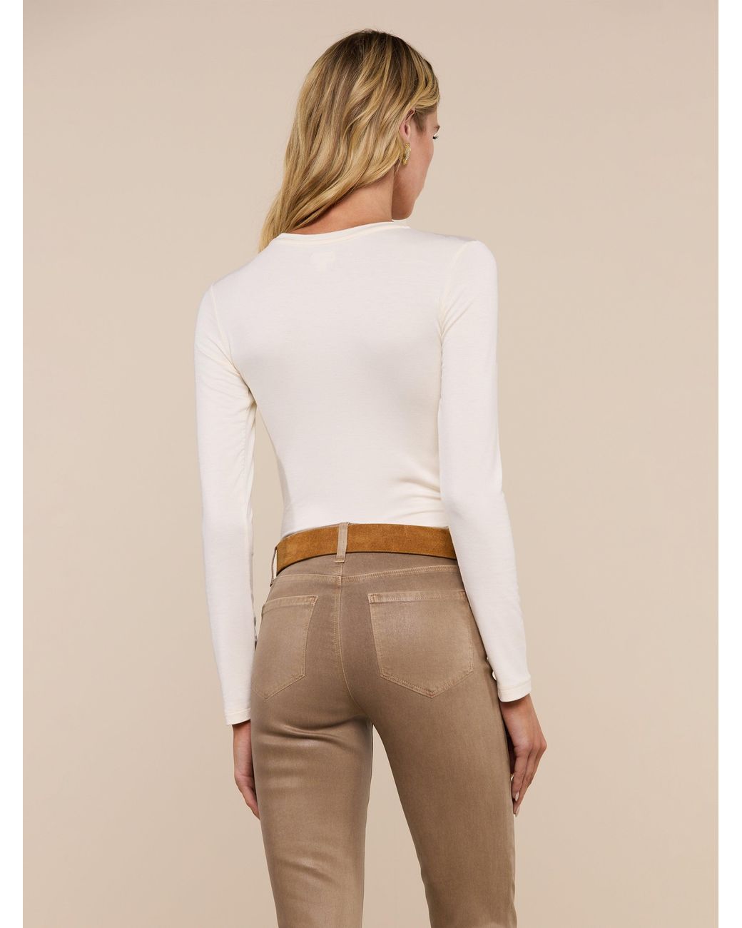 L'Agence White Tess Long Sleeve T-Shirt