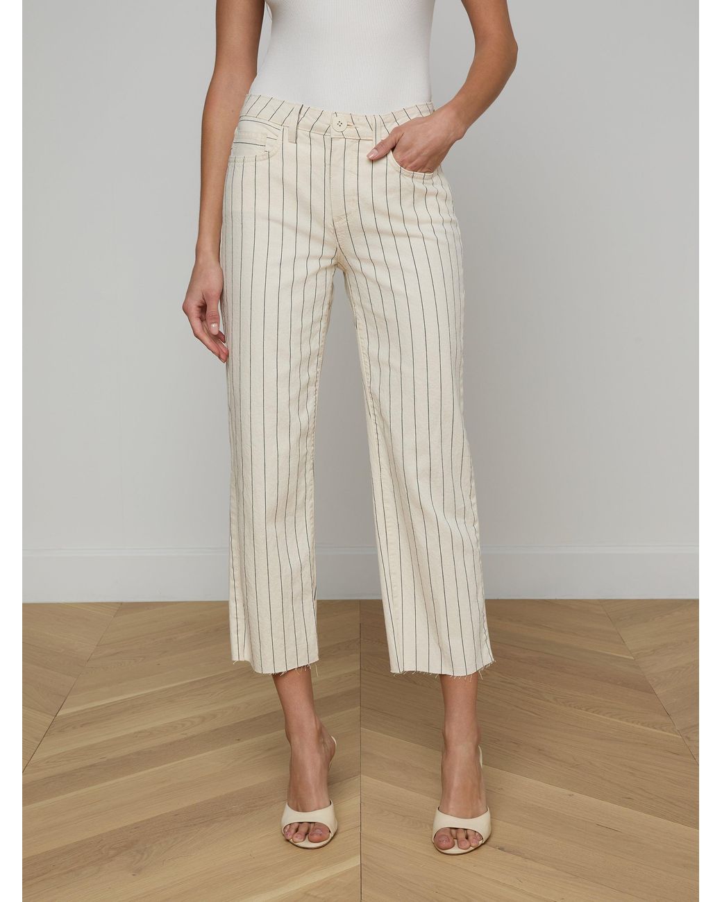 L'Agence Natural Wanda Cropped Wide-Leg Pants