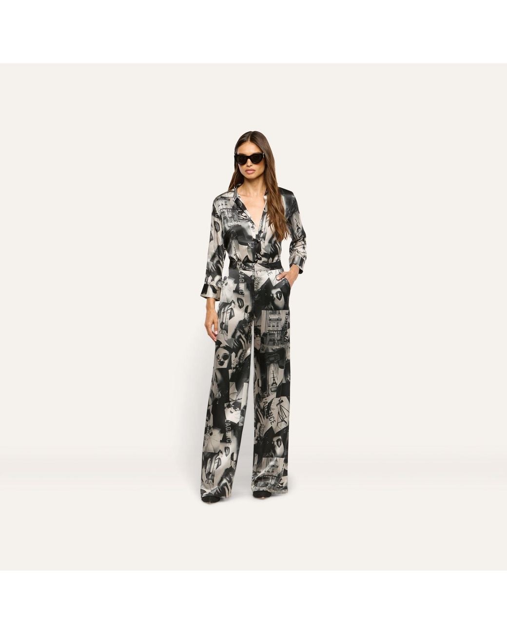 L'Agence Multicolor Livvy Silk Straight-Leg Trouser