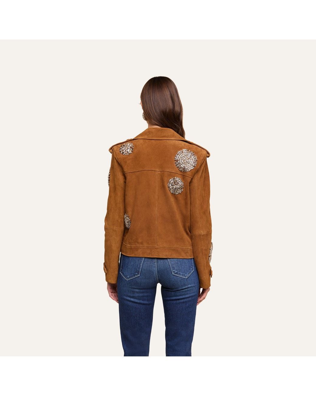 L'Agence Brown Xoey Cropped Crystal Trench Coat