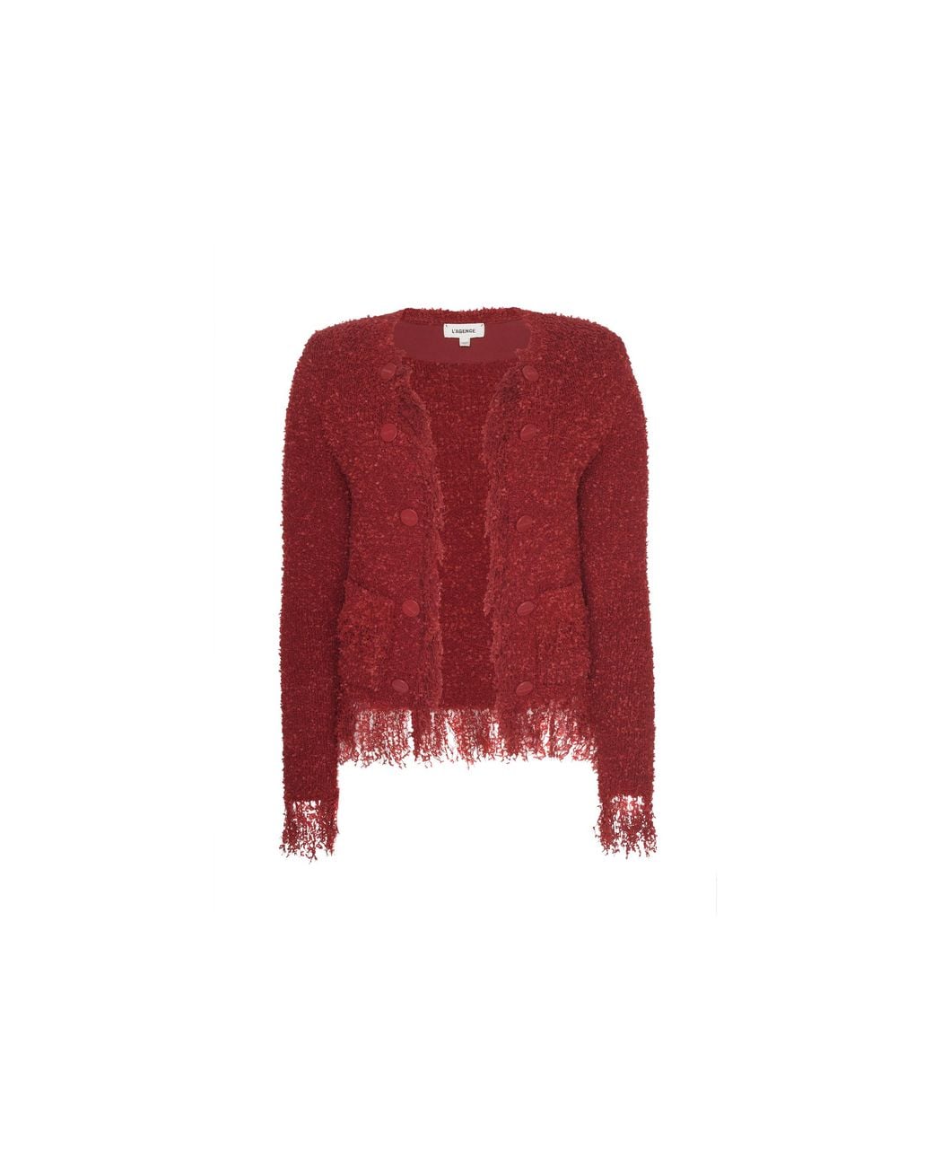 L'Agence Red Mireille Fringe Cardigan