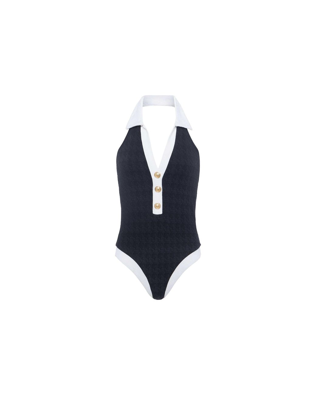 L'Agence White Natalya Collared One-Piece