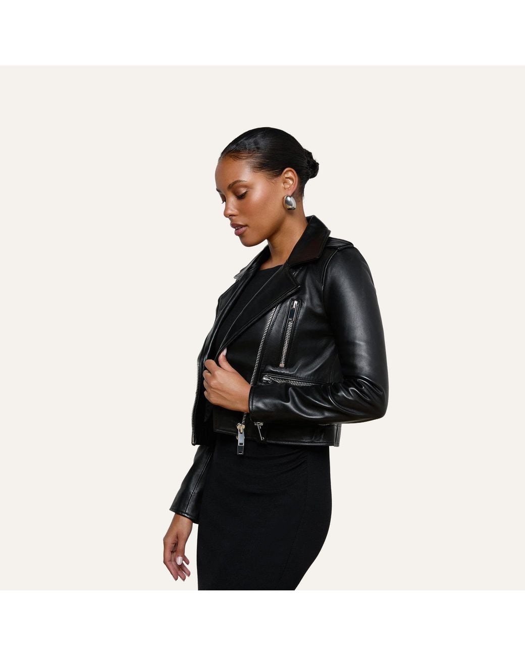 L'Agence Black Blakely Leather Biker Jacket
