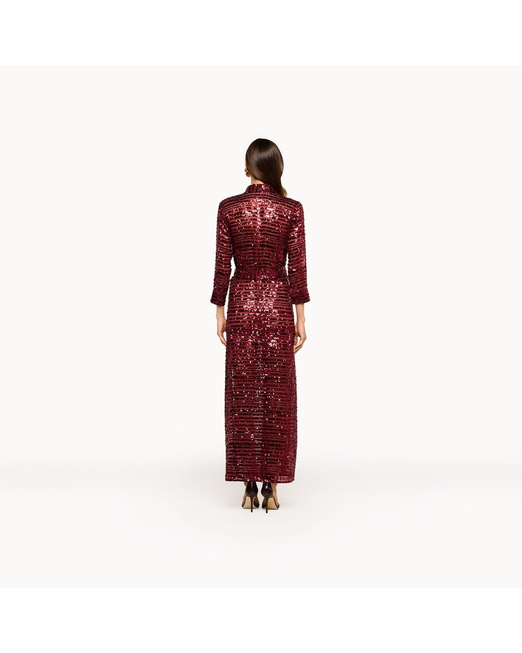 L'Agence Red Cameron Sequin Shirt Dress