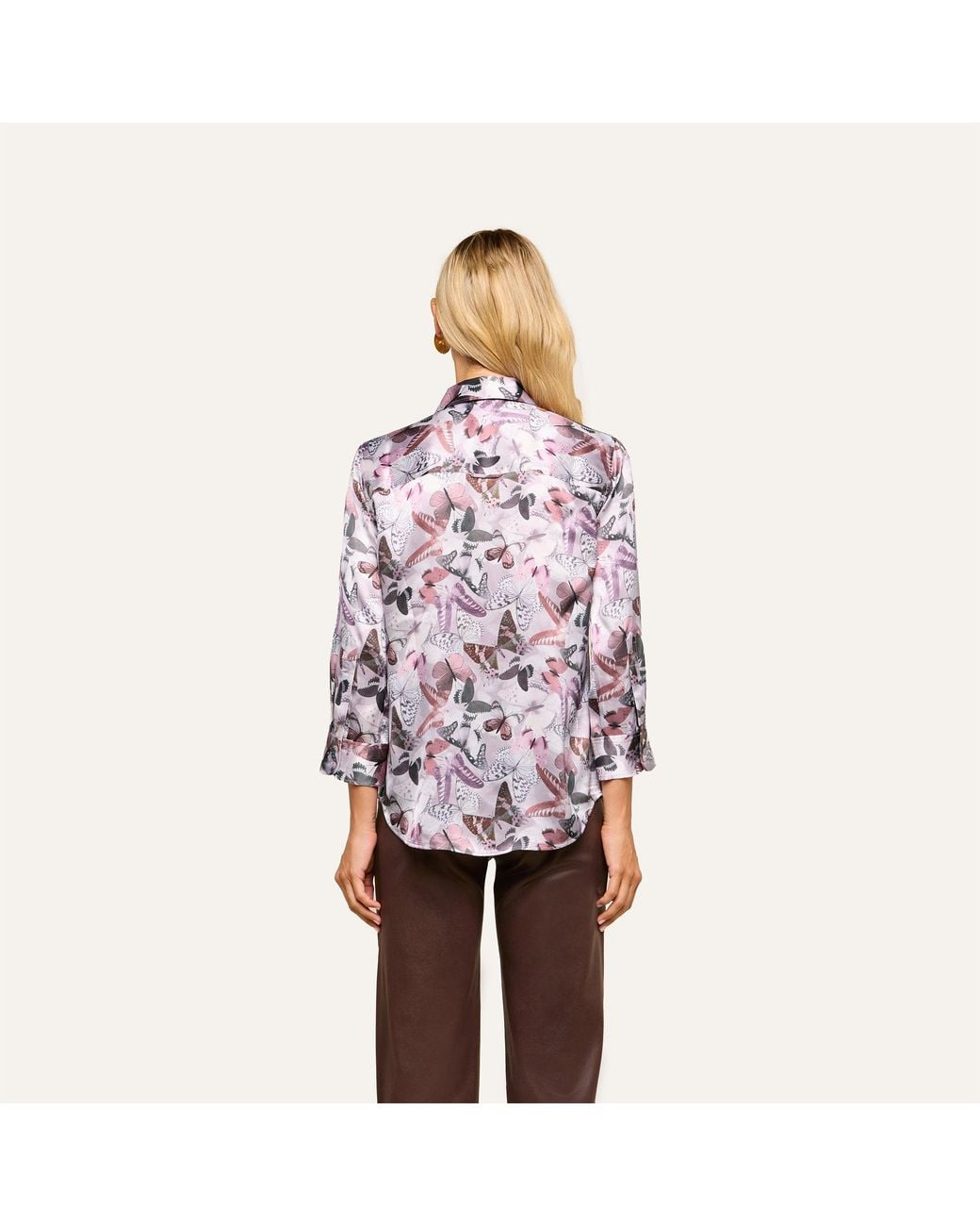 L'Agence Purple Dani Silk Blouse Top