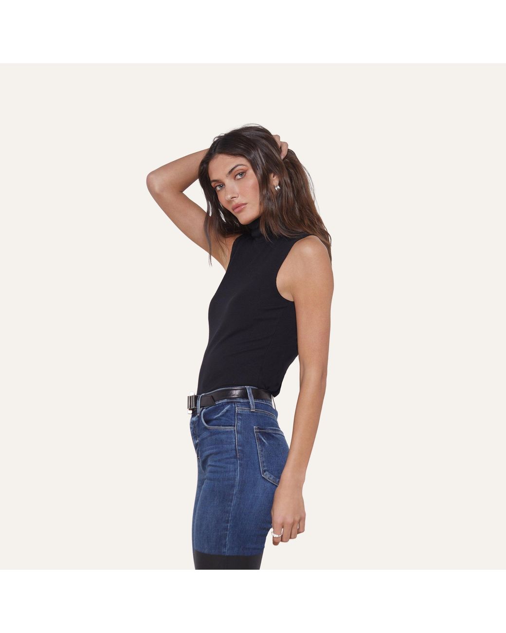 L'Agence Blue Ceci Sleeveless Turtleneck