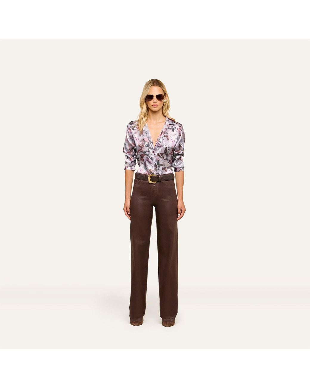 L'Agence Purple Dani Silk Blouse Top