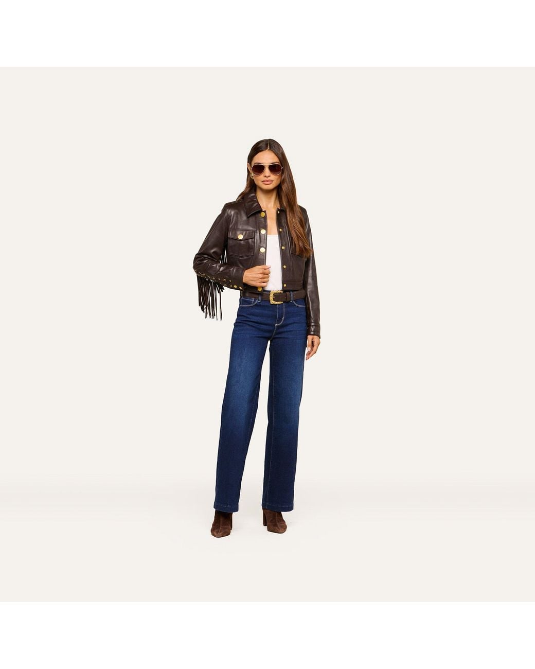 L'Agence Black Luci Fringed Leather Jacket