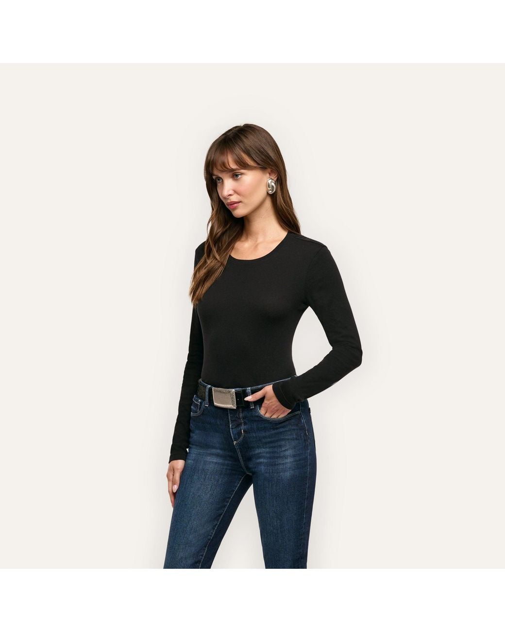 L'Agence Black Leanne Cotton T-Shirt
