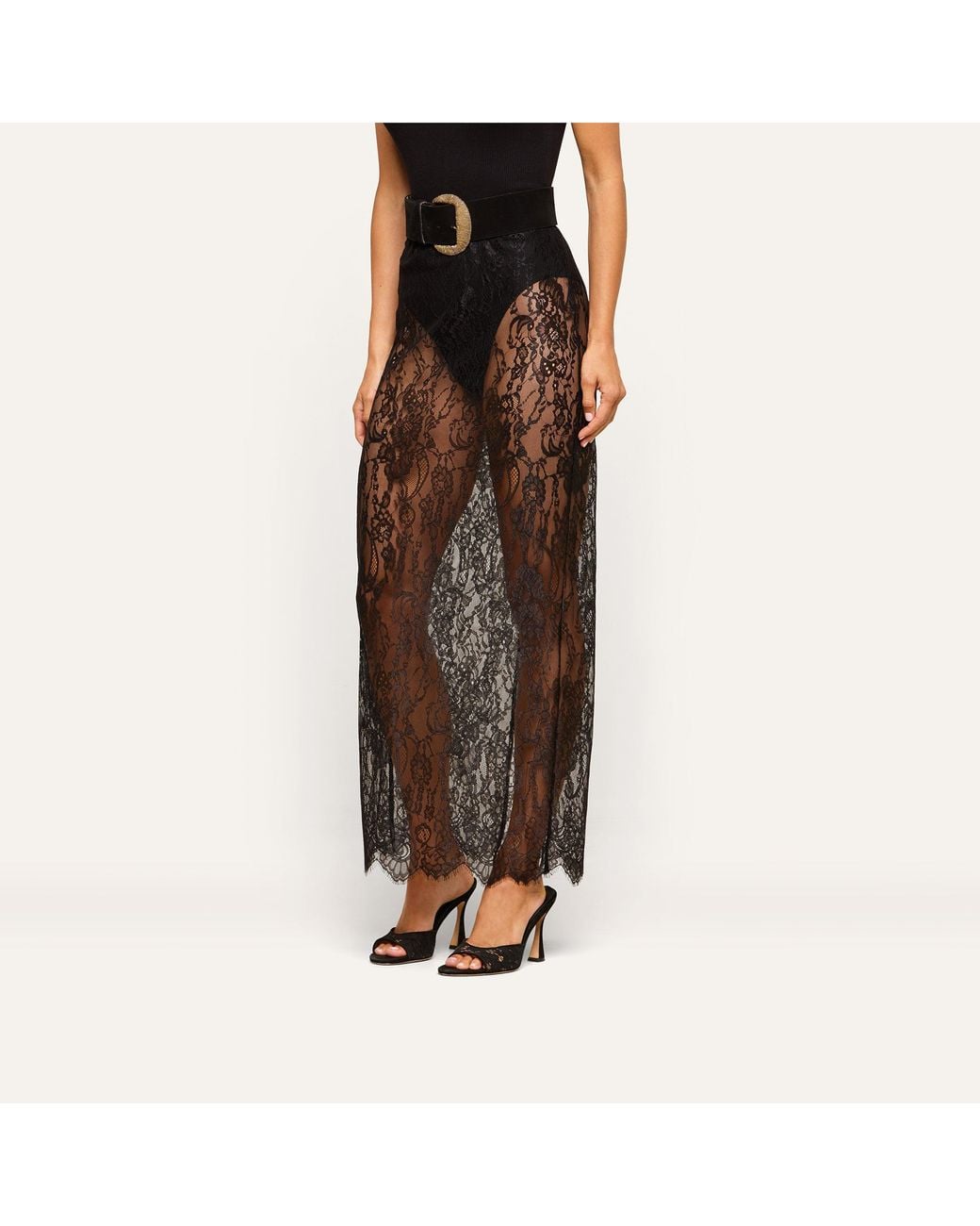 L'Agence Black Raymonde Lace Maxi Skirt