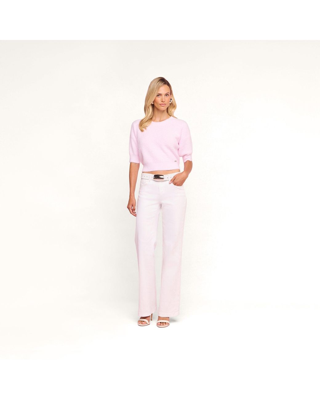L'Agence Pink 'Agence Guinevere Cropped Pullover