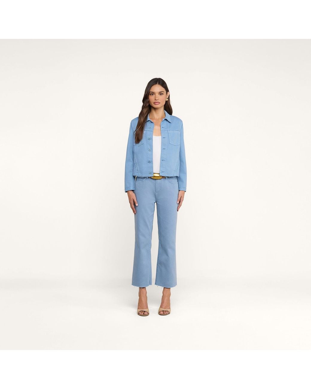 L'Agence Blue Wanda Cropped Wide-Leg Jean