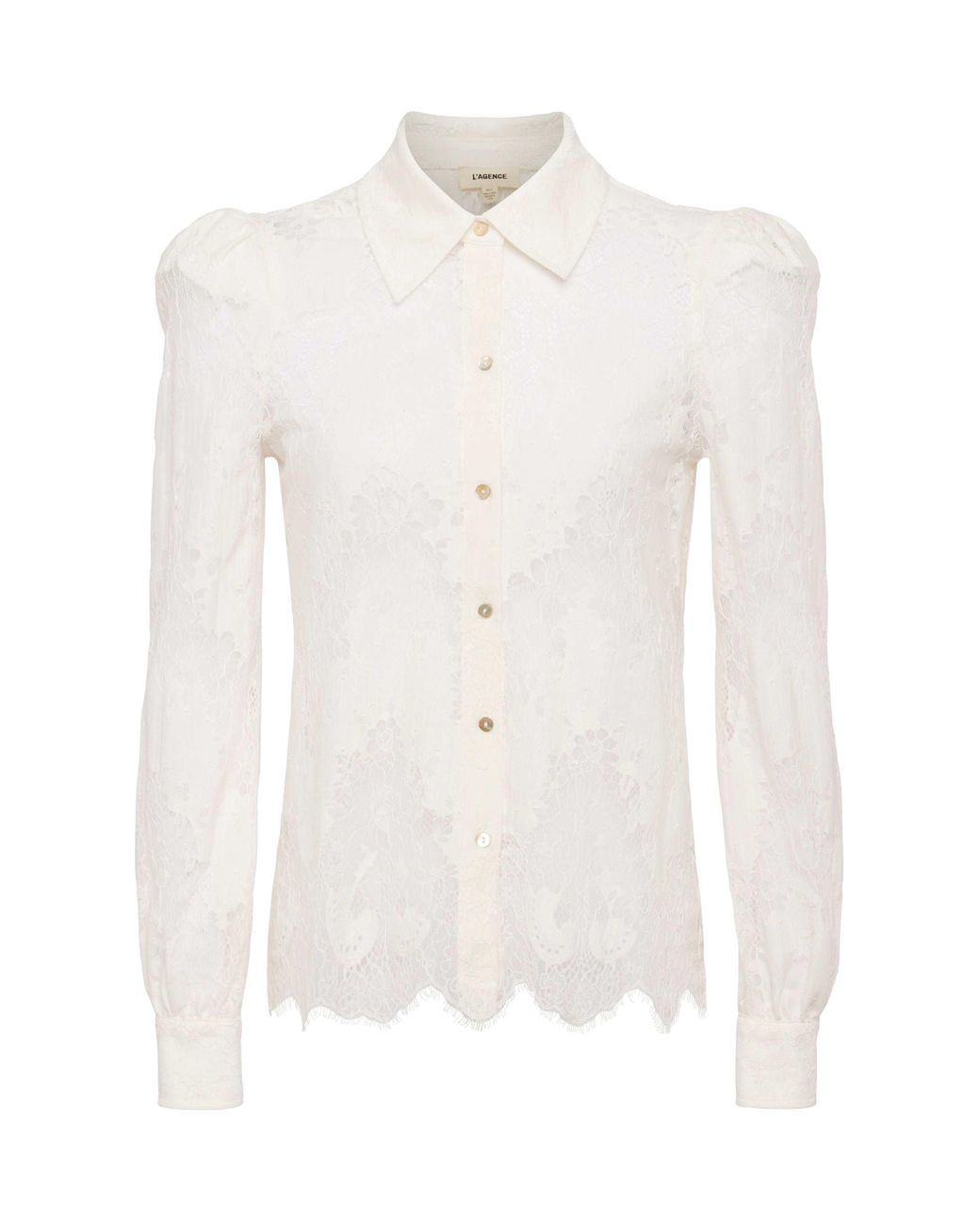 L'Agence White Jenica Lace Blouse Top