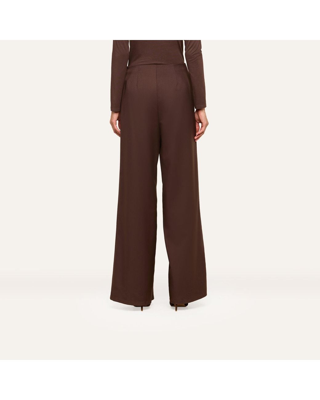 L'Agence Brown Nova Pleated Wide-Leg Pants
