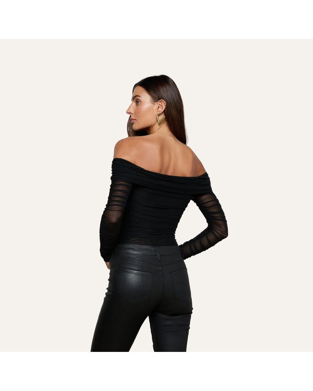 L'Agence Black Poppie Off-The-Shoulder Bodysuit
