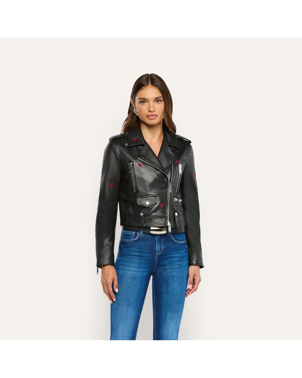 L'Agence Black 'Agence Blakely Embroidered Leather Jacket