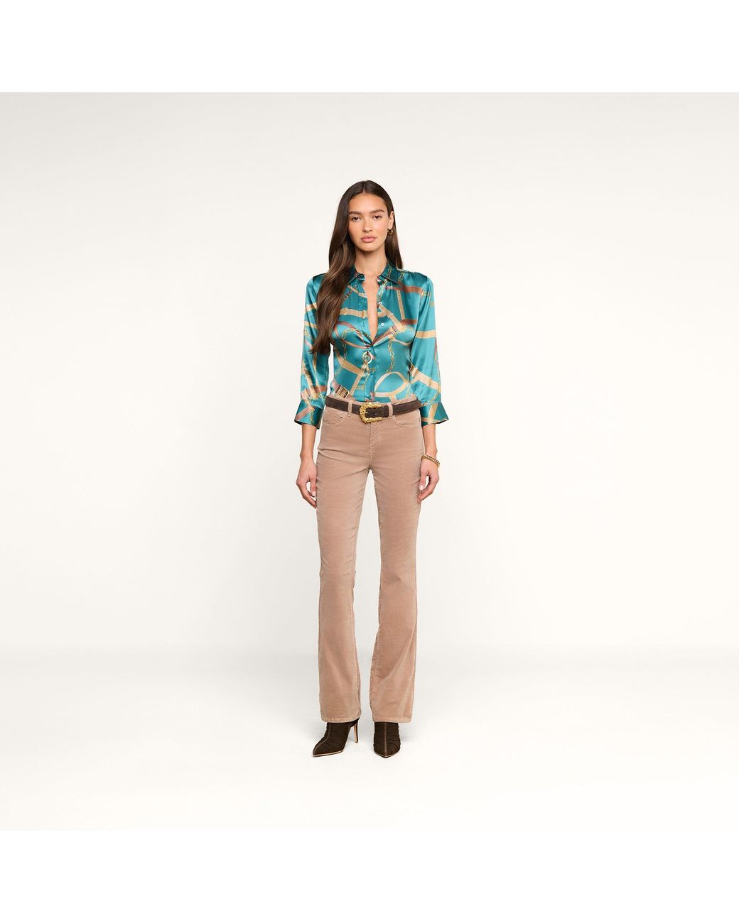 L'Agence Blue Dani Silk Blouse Top