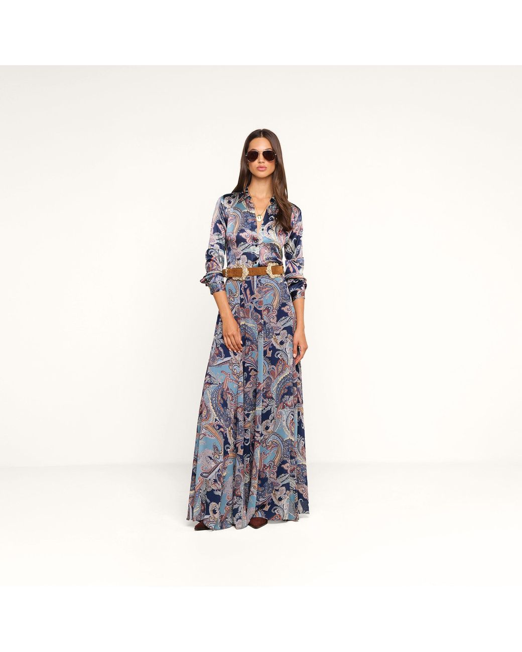 L'Agence Blue Tyler Silk Blouse Top
