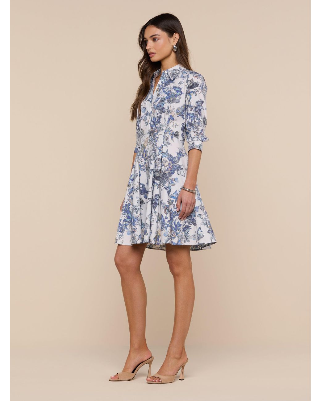 Robe Pintuck Journi En Papillon Gris Multi Aquarelle L'Agence en coloris Blue