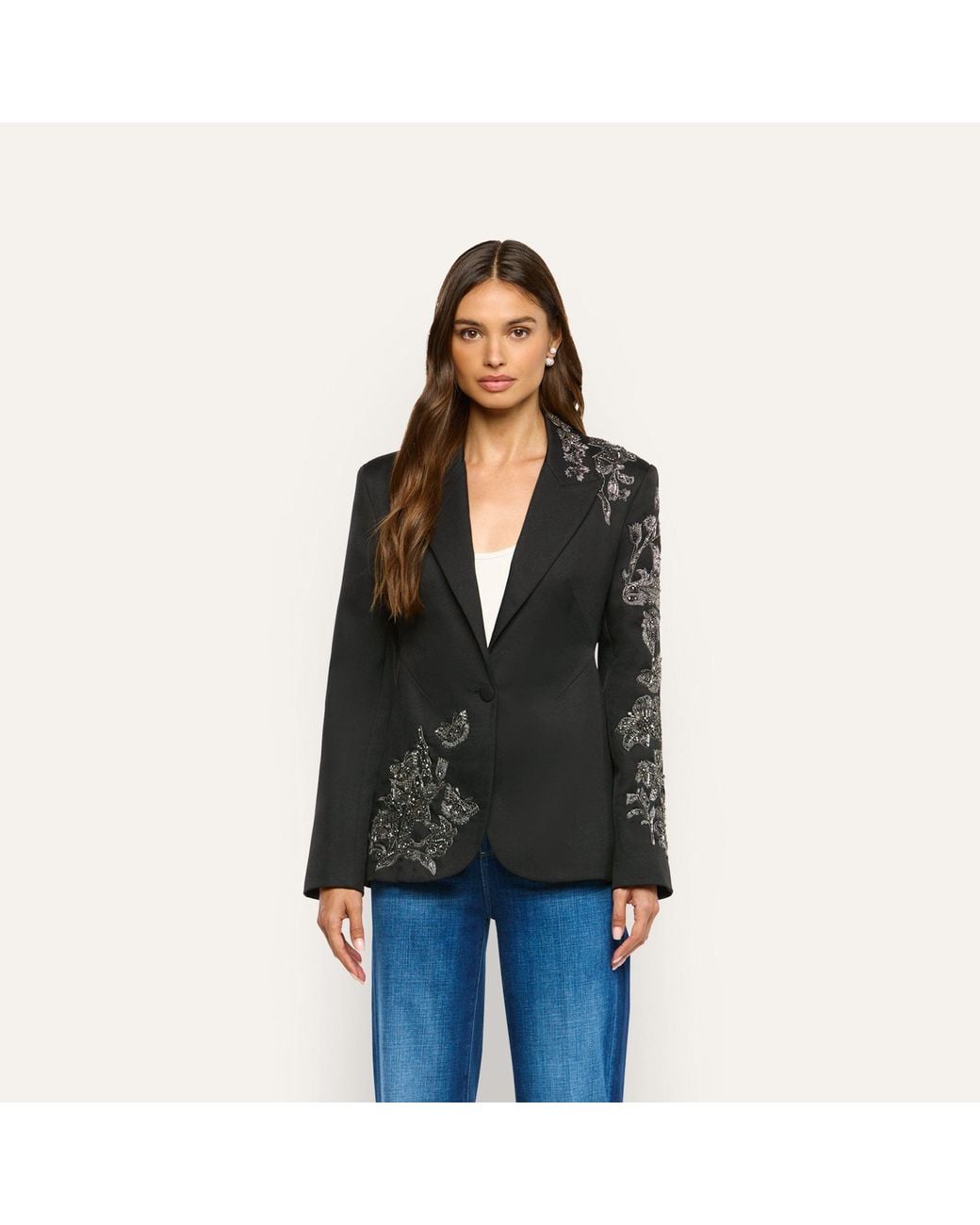 L'Agence Black Clementine Embellished Blazer