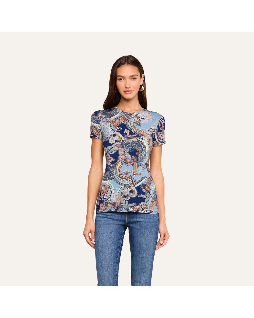L'Agence Blue Ressi Fitted T-Shirt
