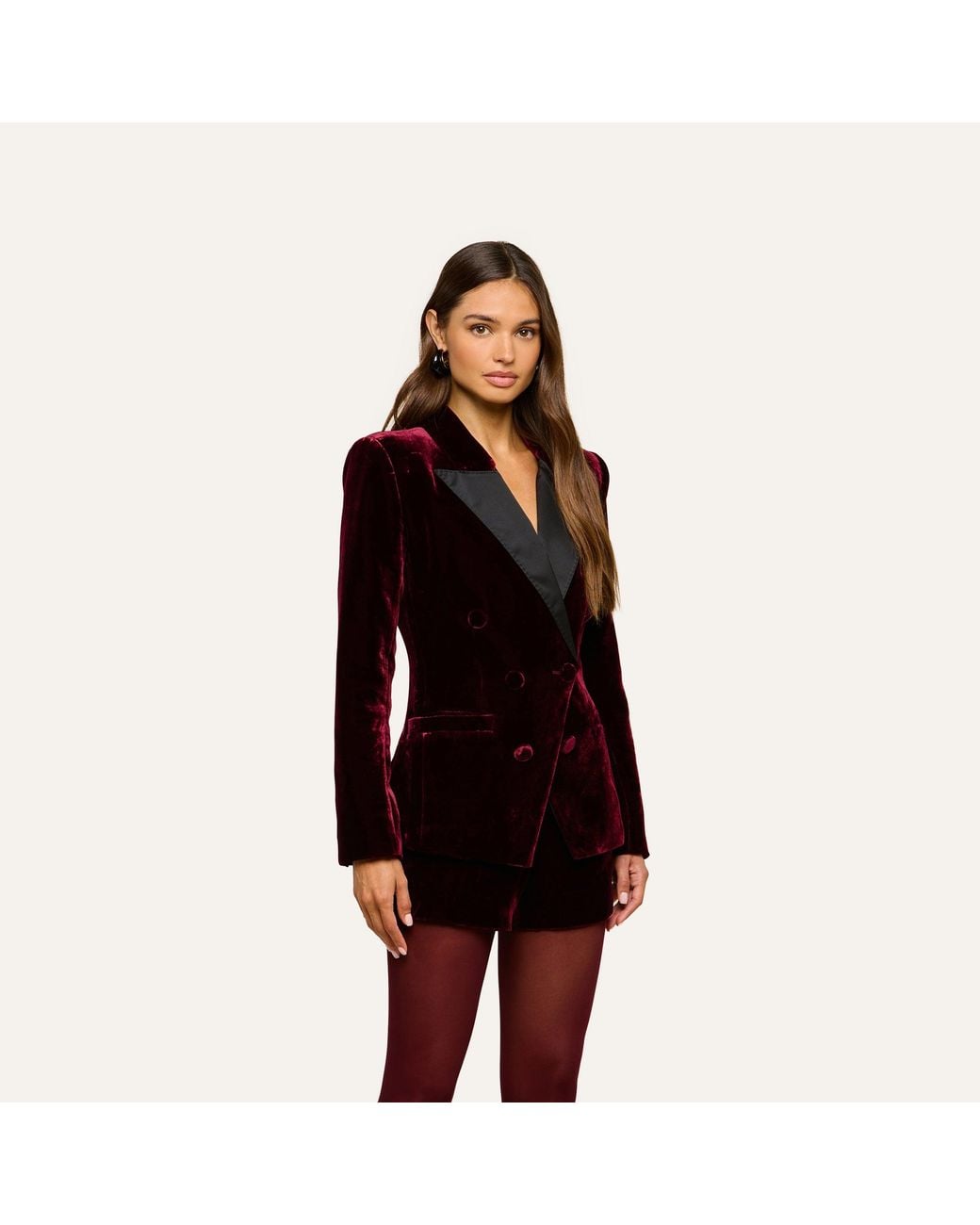 L'Agence Purple Kyomi Velvet Blazer