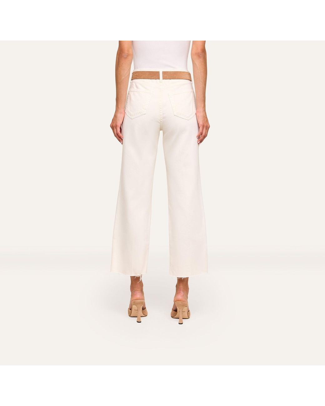 L'Agence White Wanda Cropped Wide-Leg Jean