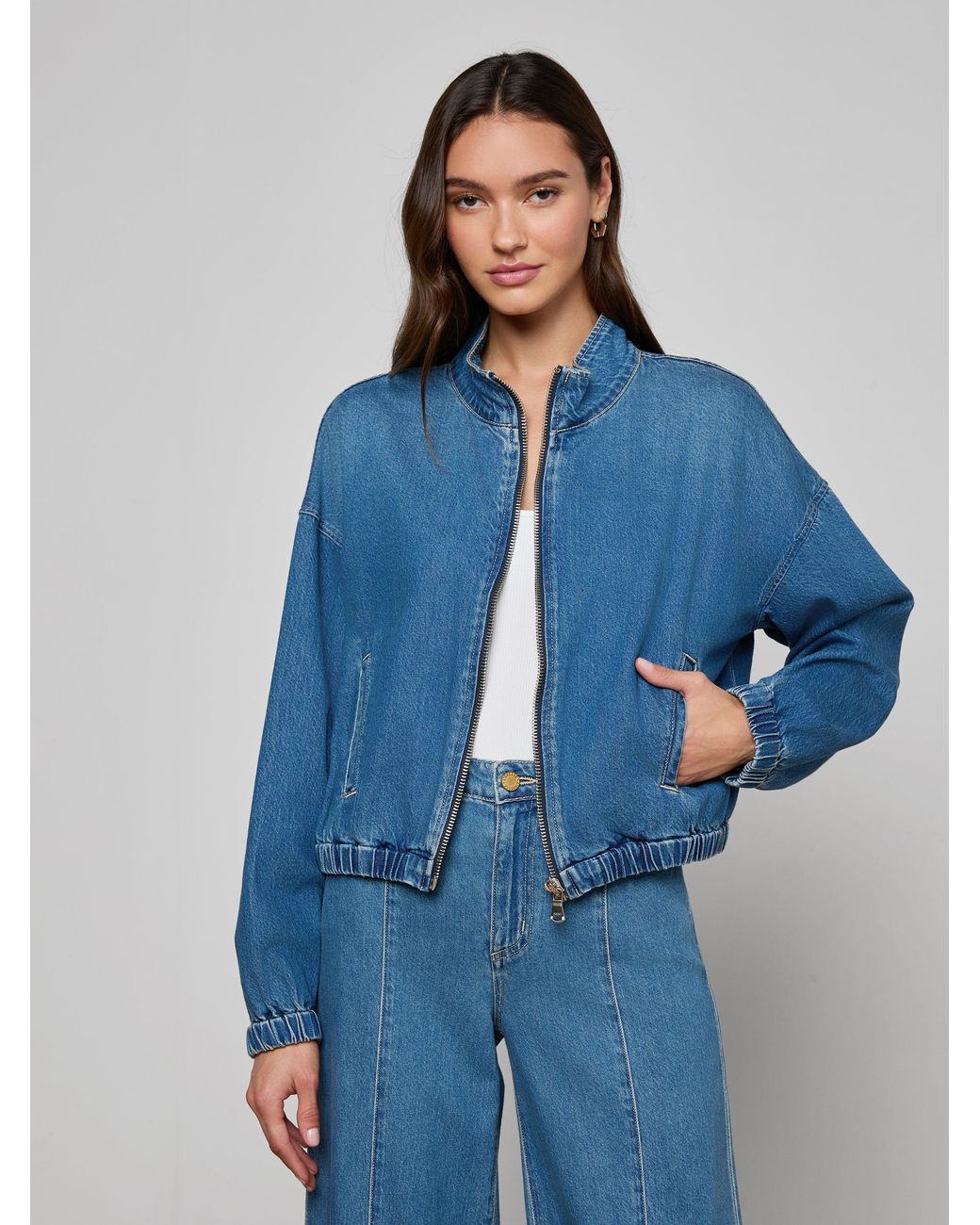 L Agence Dunia Jean Jacket In Blue Lyst l-agence-dunia-jean-jacket-in-blue-lyst