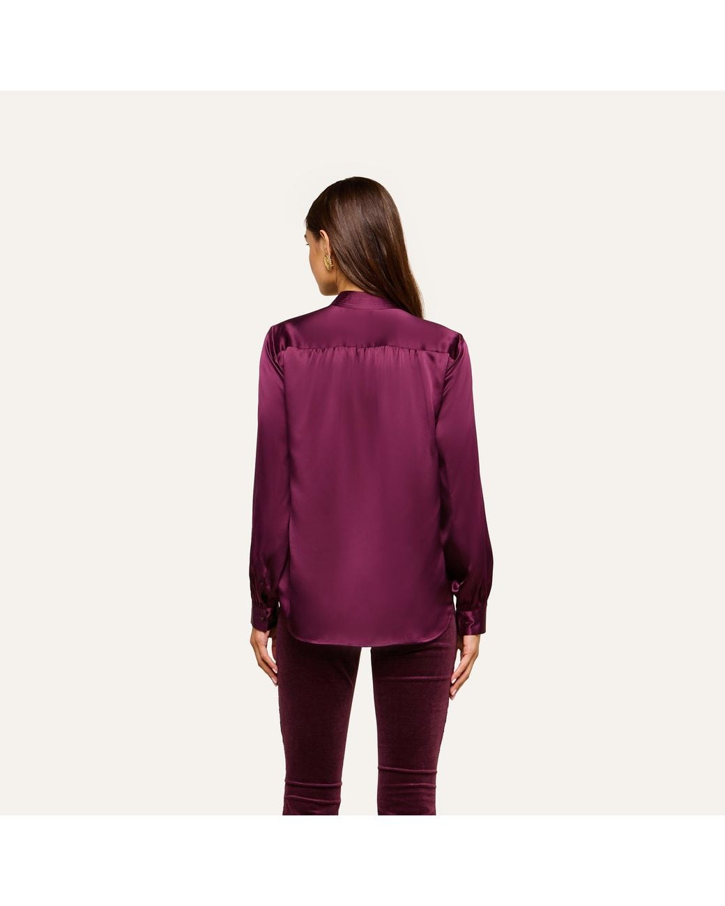 L'Agence Purple Bianca Silk Blouse Top