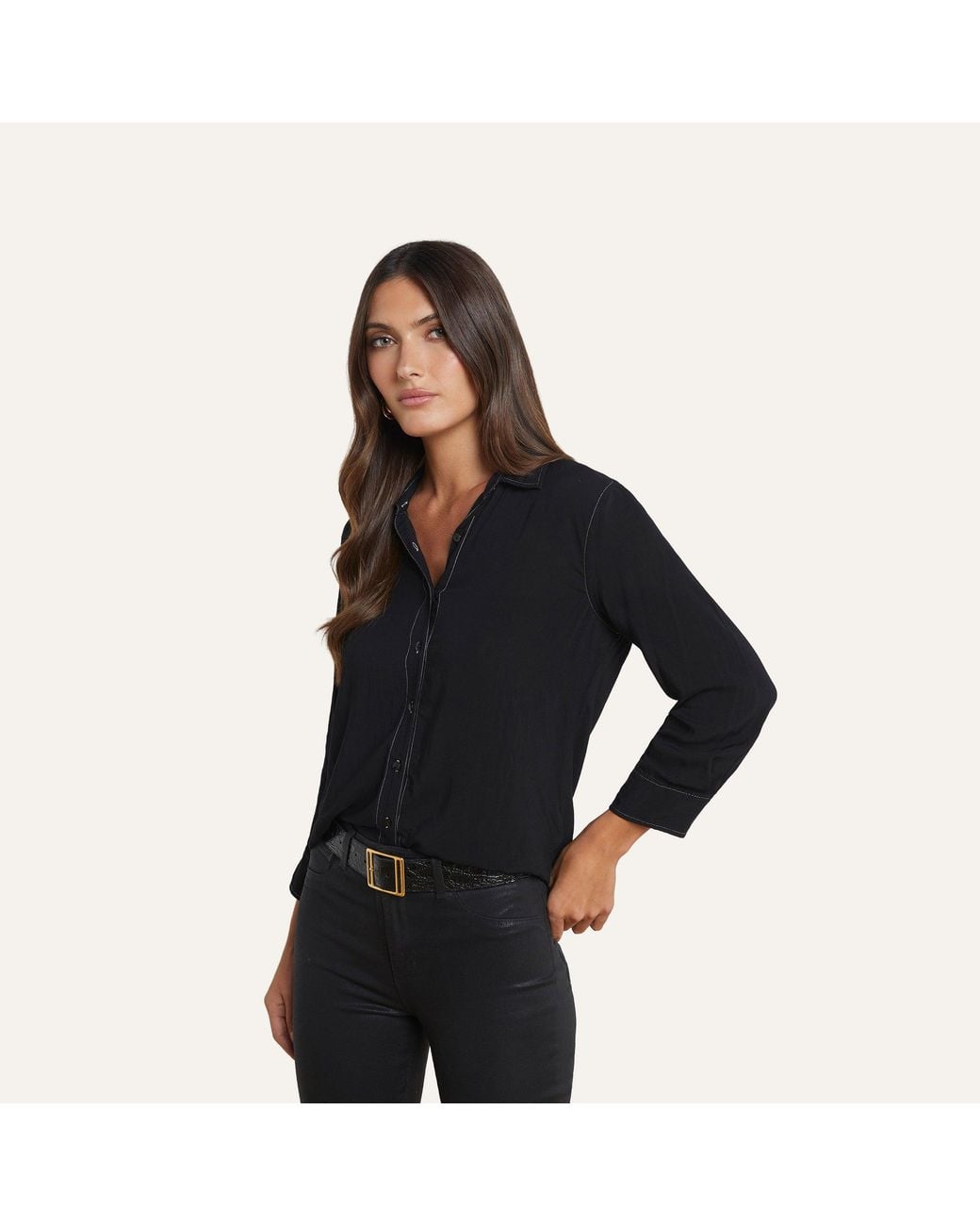 L'Agence Black Marlene Blouse Top