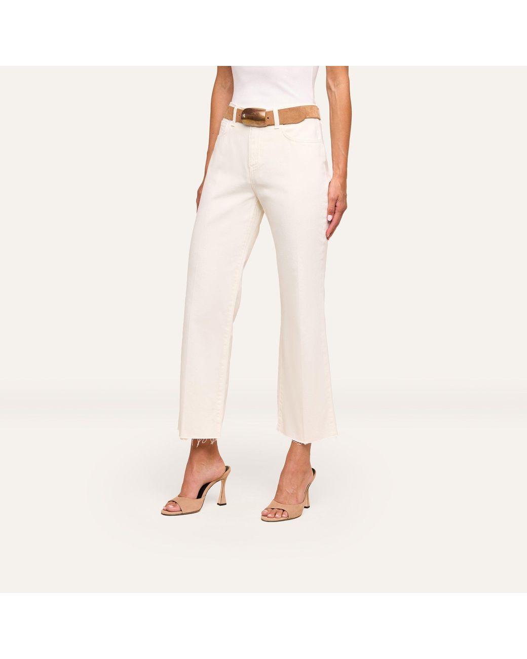 L'Agence White Wanda Cropped Wide-Leg Jean