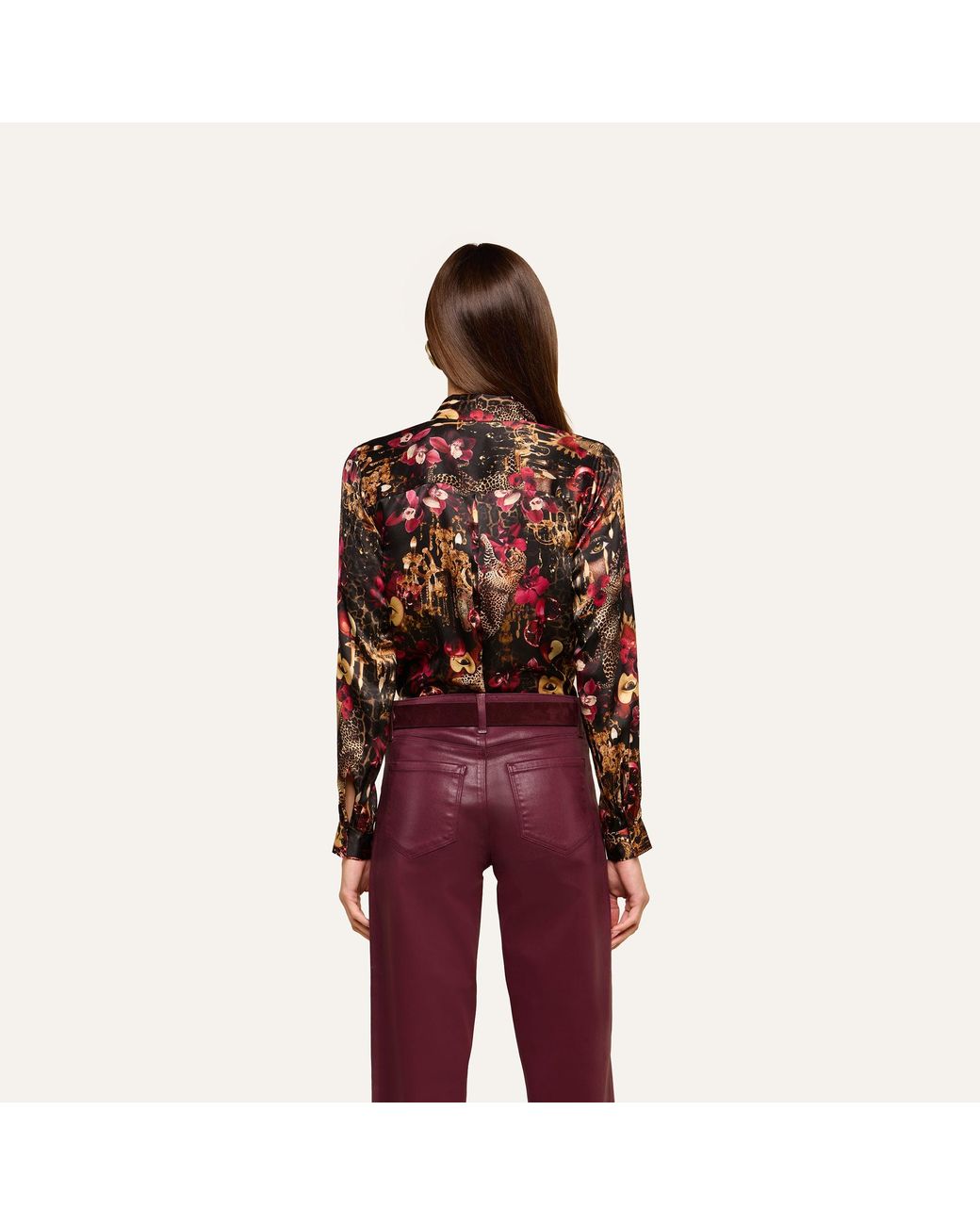 L'Agence Red Tyler Silk Blouse Top
