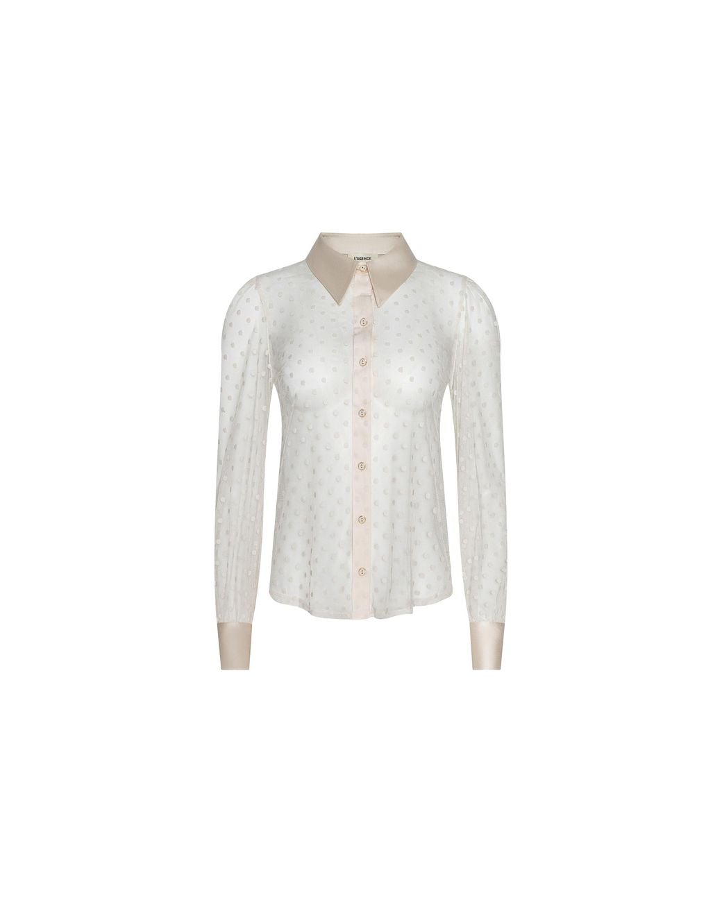 L'Agence White Sophie Long-Sleeved Blouse Top