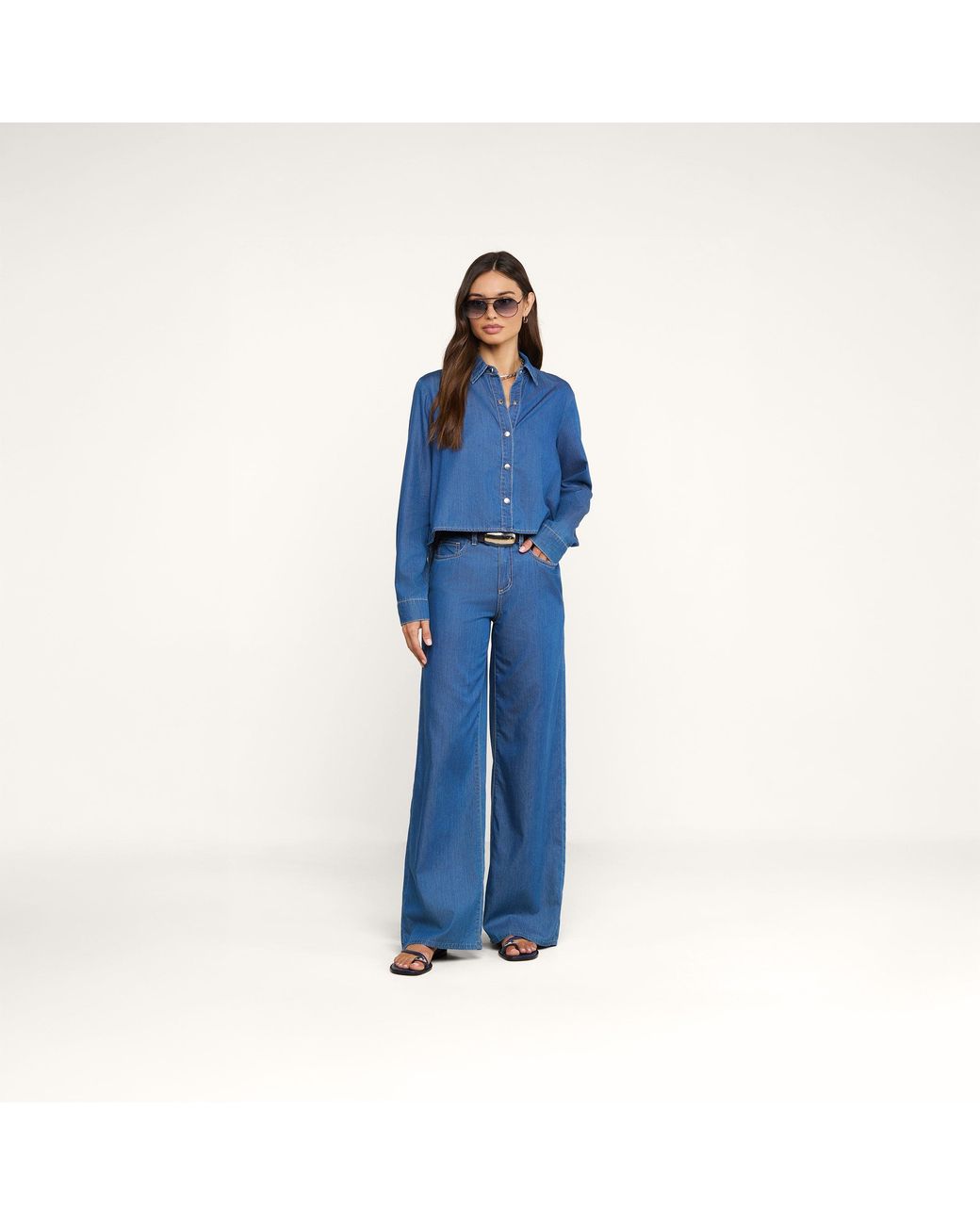 L'Agence Blue Annette Chambray Shirt