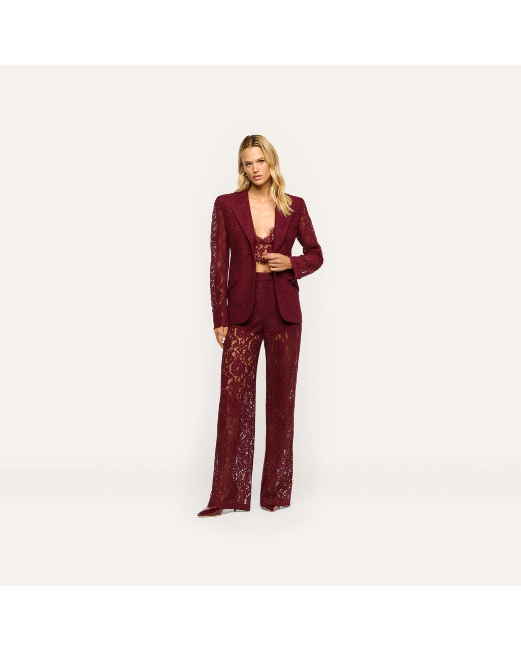 L'Agence Purple Chamberlain Lace Blazer