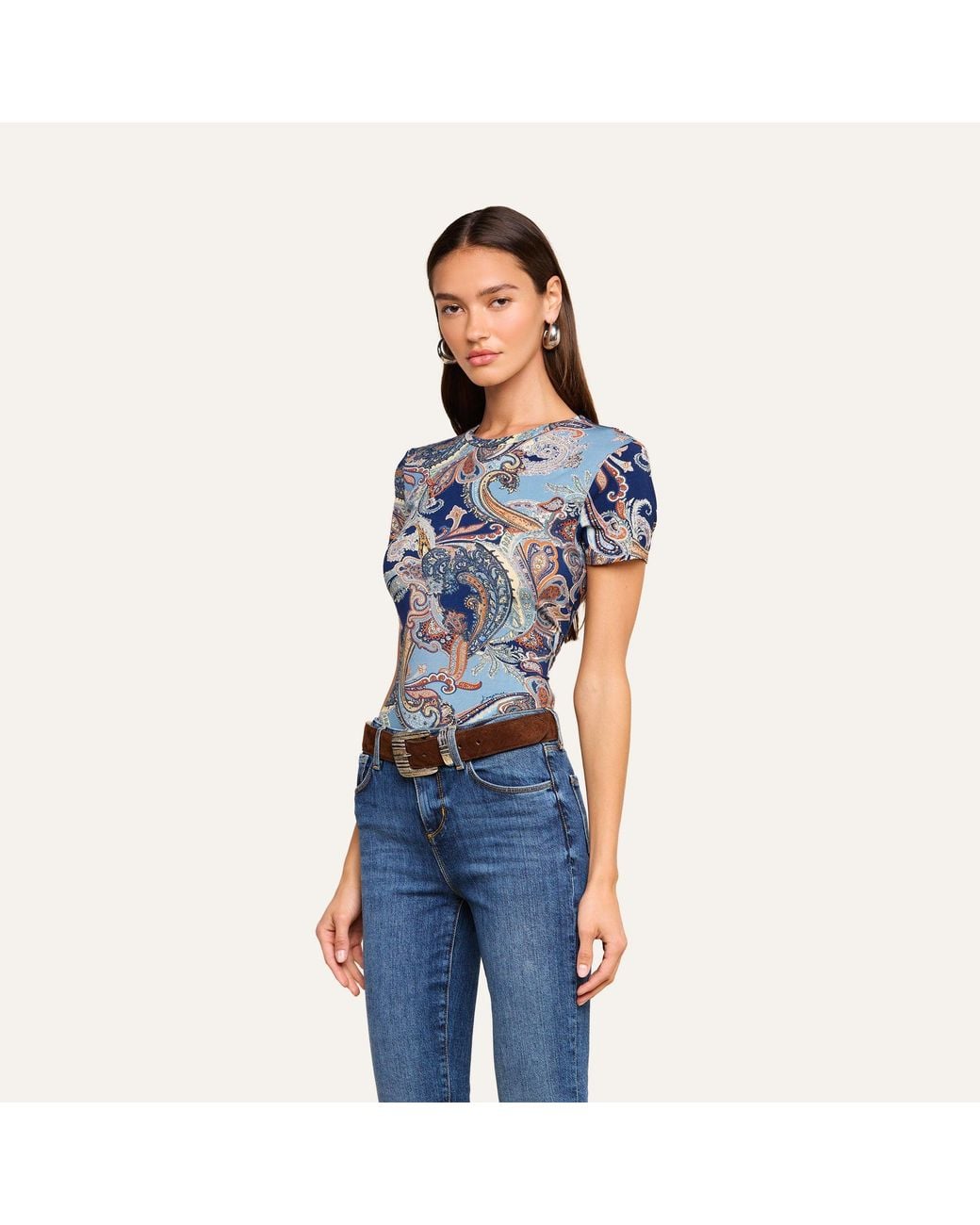 L'Agence Blue Ressi Fitted T-Shirt