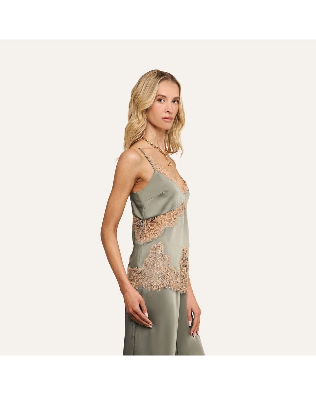 L'Agence Natural Mitsu Satin Lace Camisole