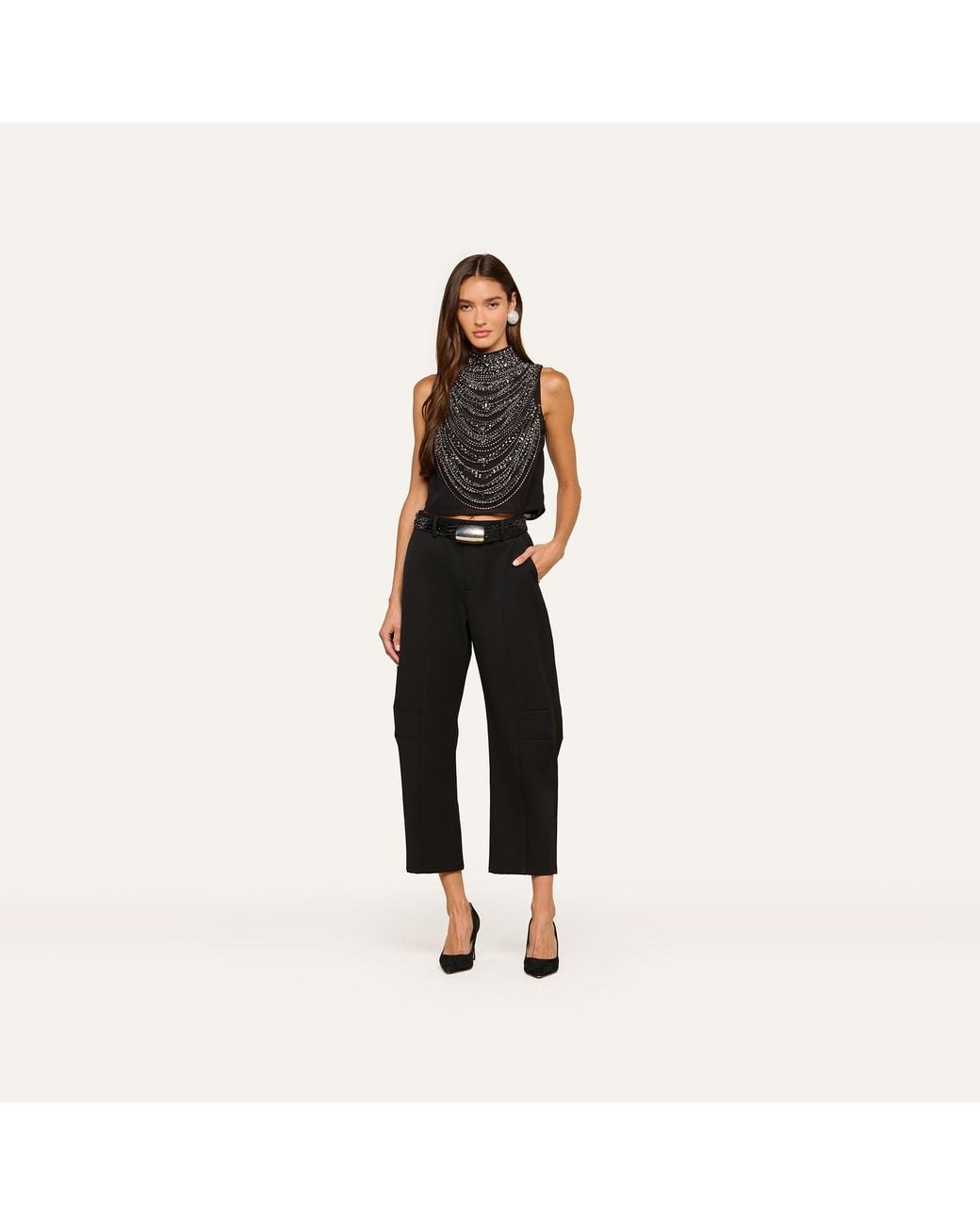L'Agence Black 'Agence Yun Draped Crystal Tank Top