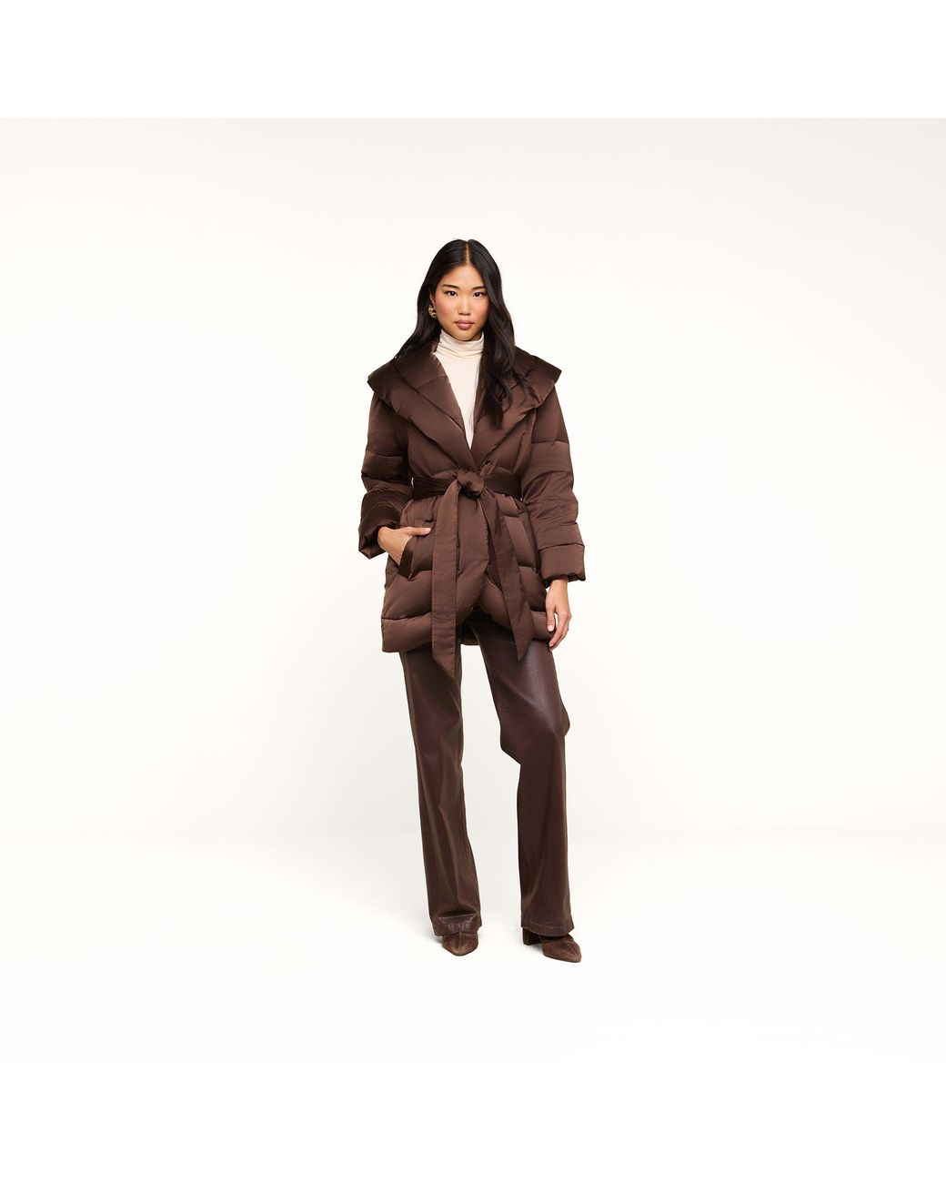 L'Agence Purple Glacier Shawl Puffer Jacket