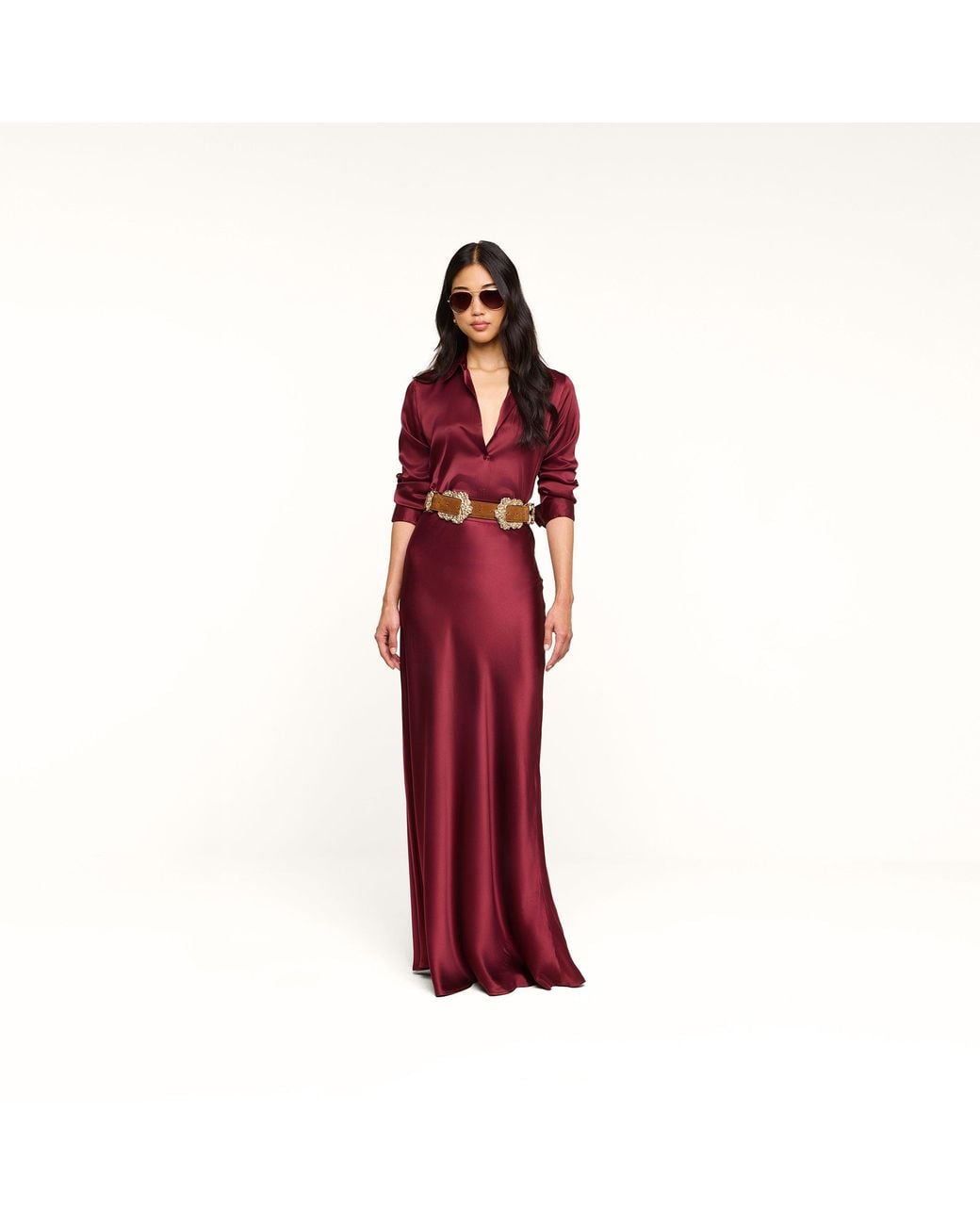 L'Agence Pink Ryker Silk Maxi Skirt