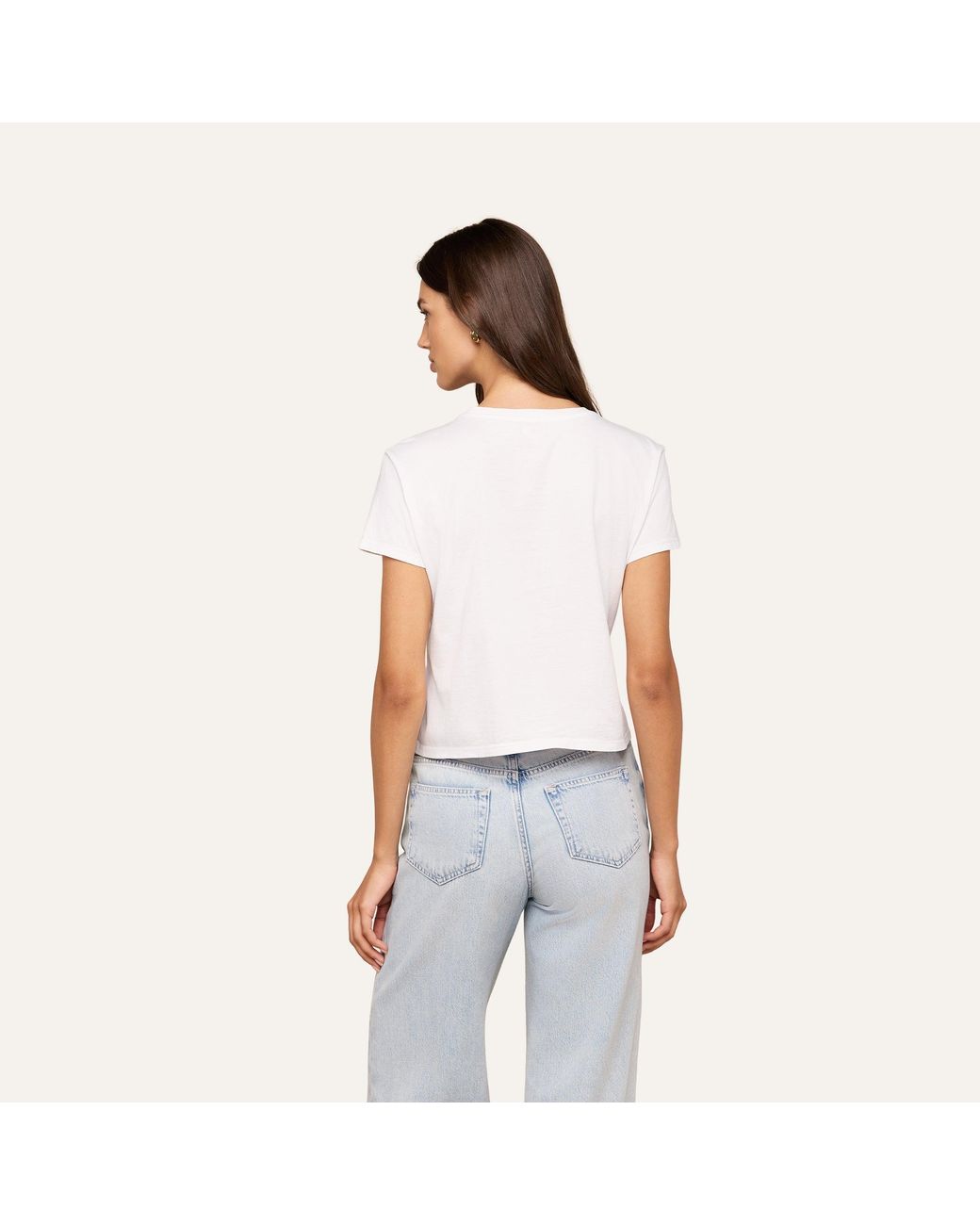 L'Agence Blue Aileen Cotton Crewneck T-Shirt