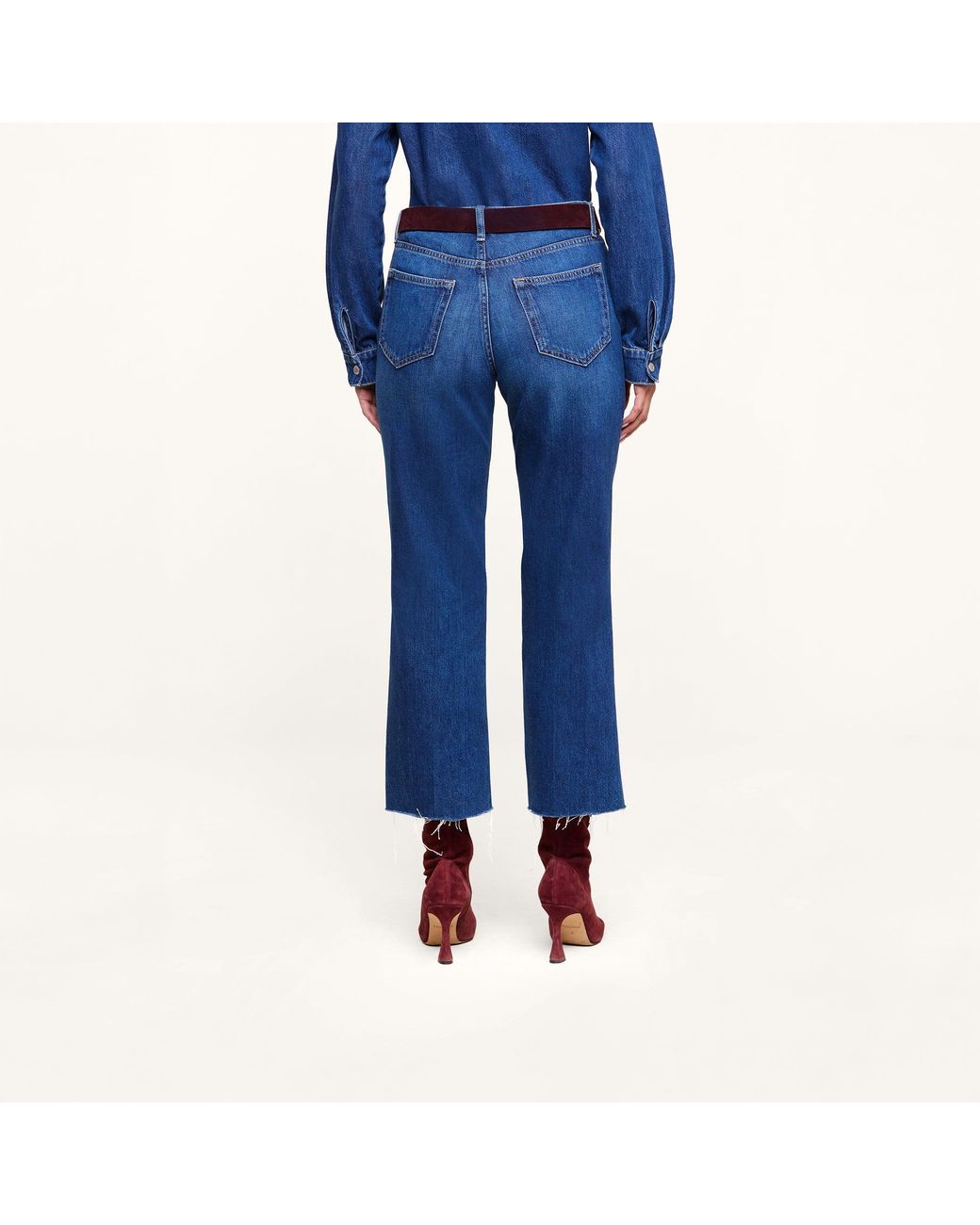 L'Agence Blue Wanda Cropped Wide-Leg Jean