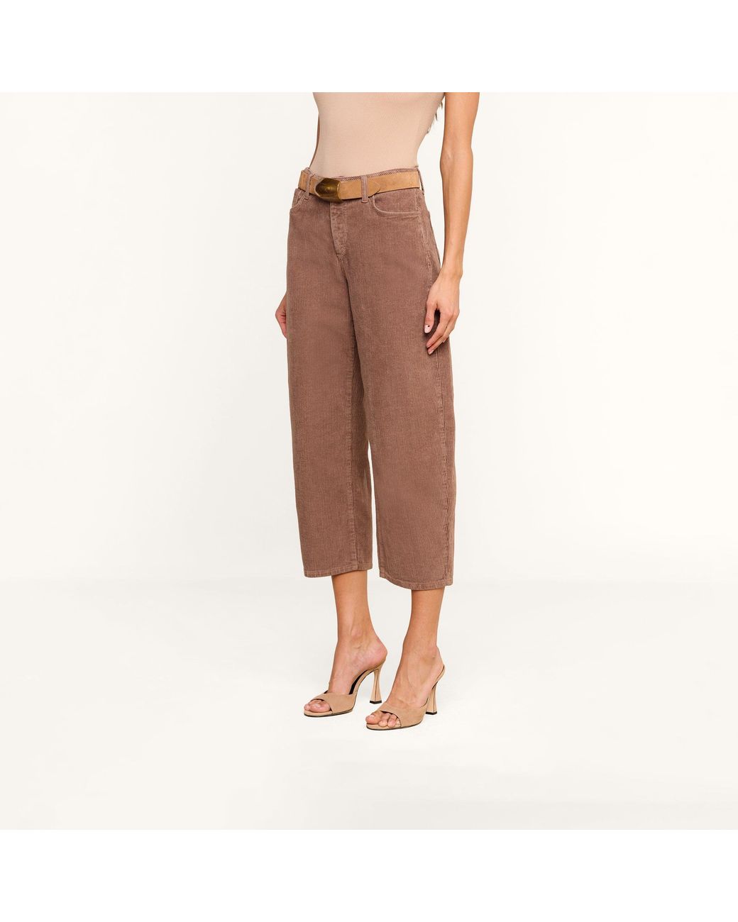 L'Agence Brown Mallis Corduroy Bow-Leg Pants