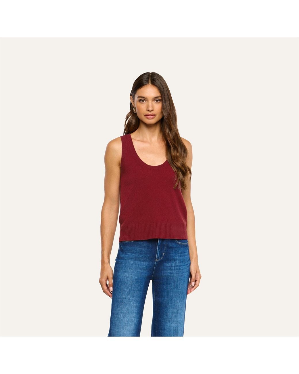 L'Agence Red Filou Cashmere Tank Top