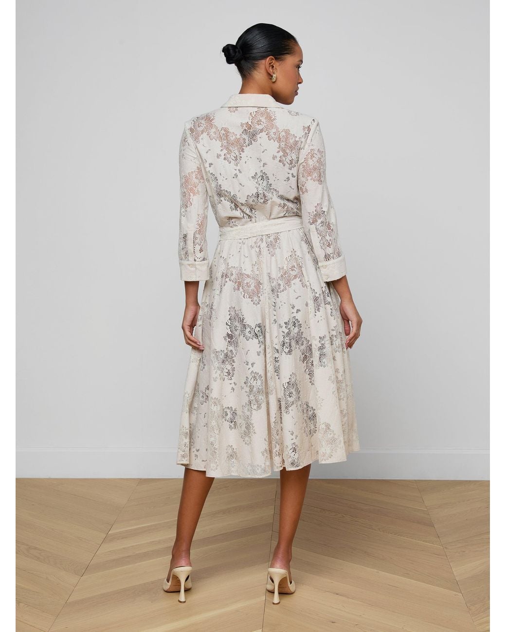 Robe Mi-Longue En Dentelle Ralphie L'Agence en coloris White